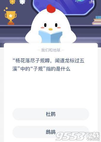 杨花落尽子规啼中的子规指的是什么  蚂蚁庄园11月5日答案 